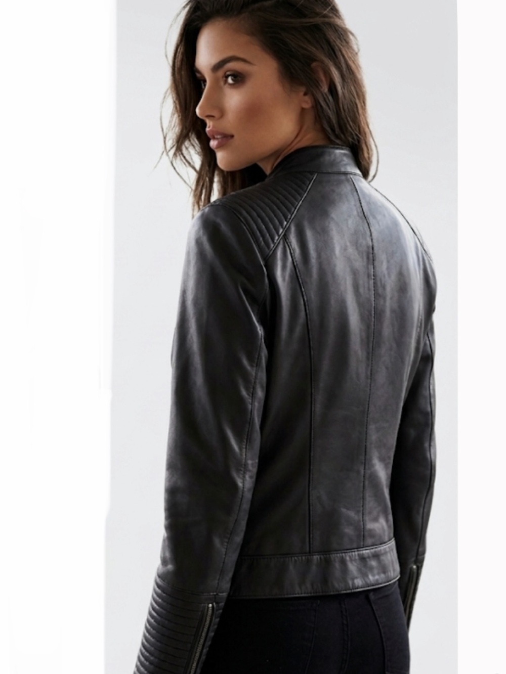 Badgley Mischka Black Leather Moto Jacket - Picture 2 of 14